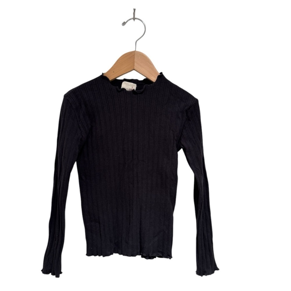 ZARA Kids Black Ribbed Long Sleeve Top - size 6